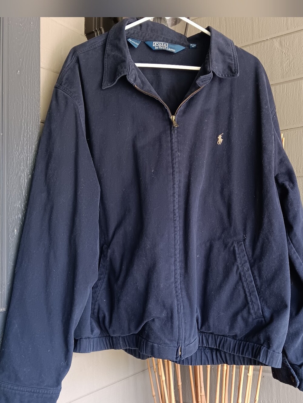 Vintage Polo By Ralph Lauren Navy Blue 100% Cotton Jacket Size XXL